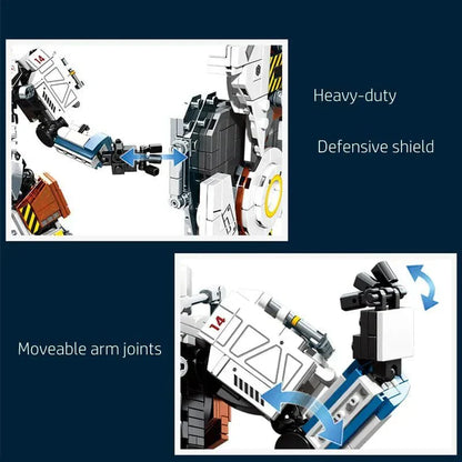 Mecha MU2 Heavy Defense White Shark Robot Bricks Toy | 1495pcs