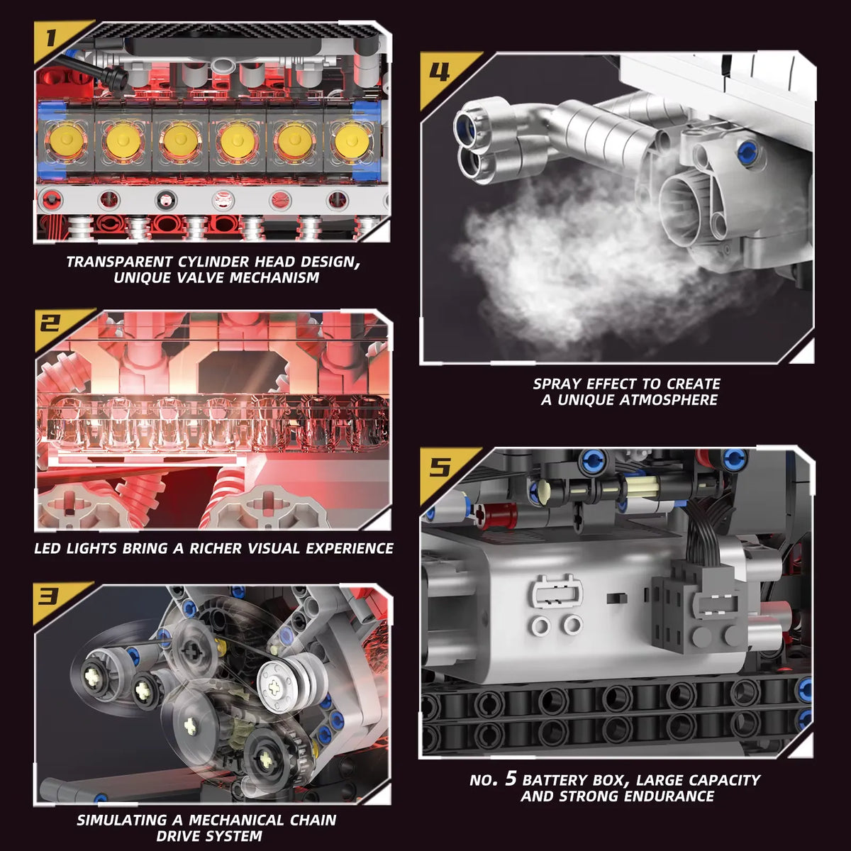 Motorized Italian V12 Powertrain | 1610pcs