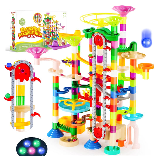 Marble Run with Motorized Elevator Construction Building Blocks