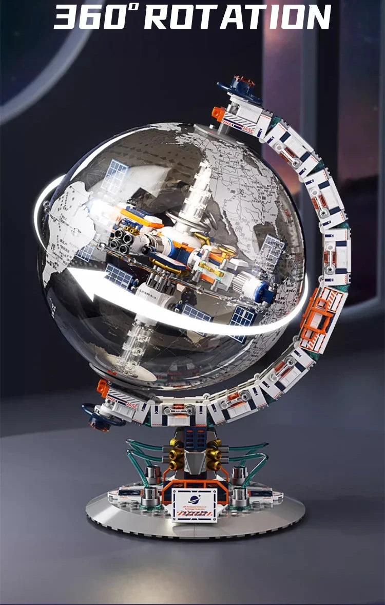 Space Station and Transparent Globe Design Building Blocks Set