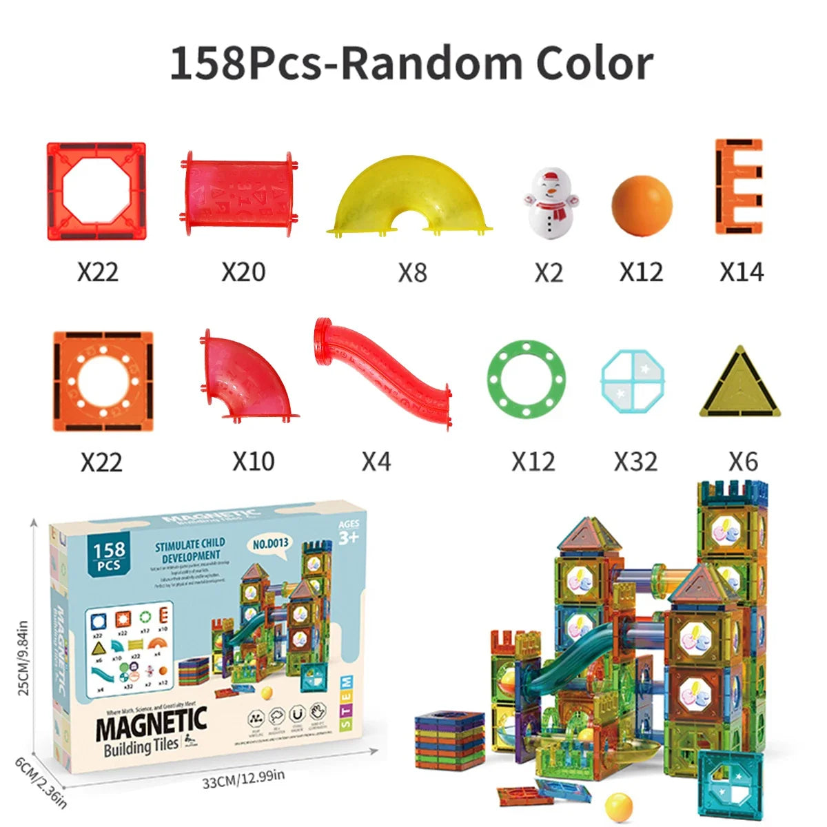 Magnetic Tiles Marble Run – Clear 3D STEM Building Blocks
