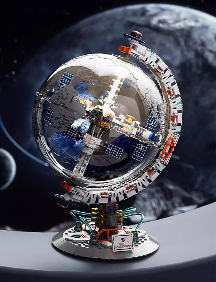 Space Station and Transparent Globe Design Building Blocks Set
