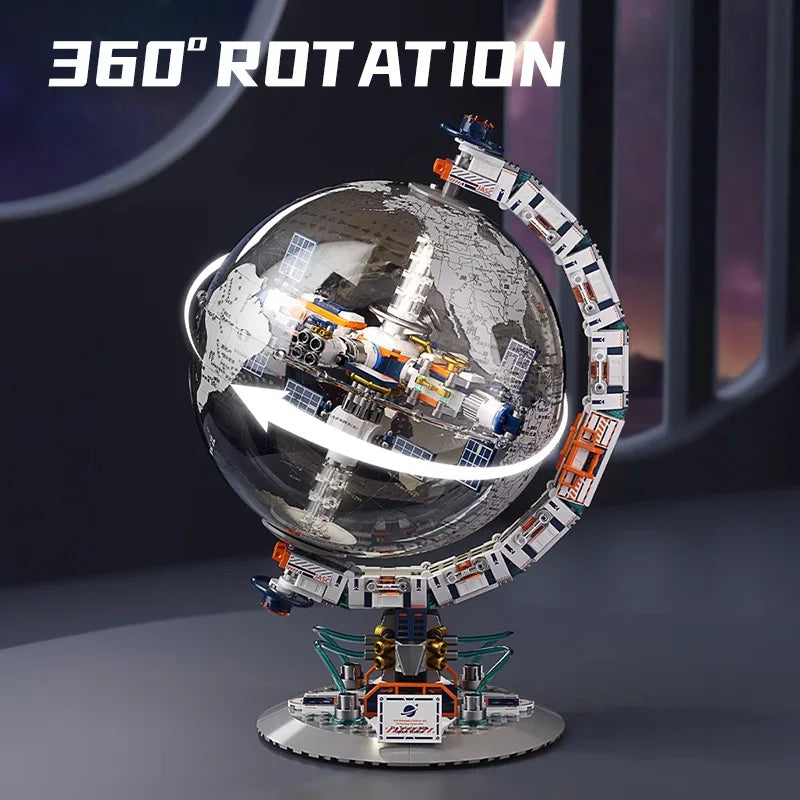 Space Station and Transparent Globe Design Building Blocks Set