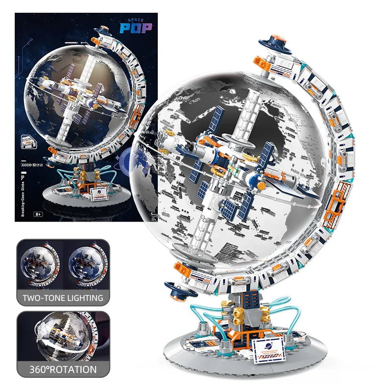 Space Station and Transparent Globe Design Building Blocks Set