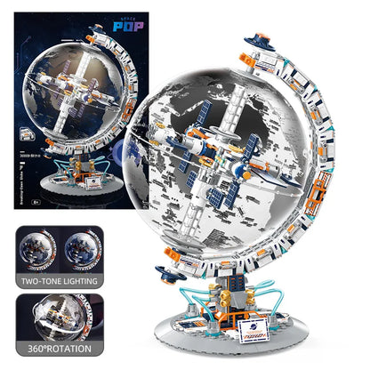 Space Station and Transparent Globe Design Building Blocks Set