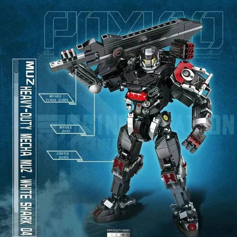 Heavy Duty Mecha Robot MU2 White Shark Bricks Toy | 802pcs