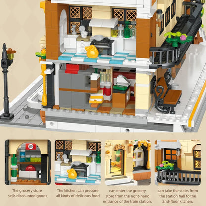 The Vintage Steam Train Station | 3220pcs