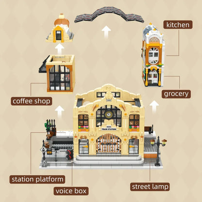The Vintage Steam Train Station | 3220pcs