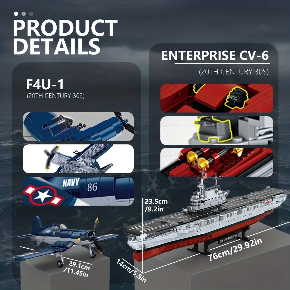 The USS CV-6 Enterprise Battleship | 1883pcs