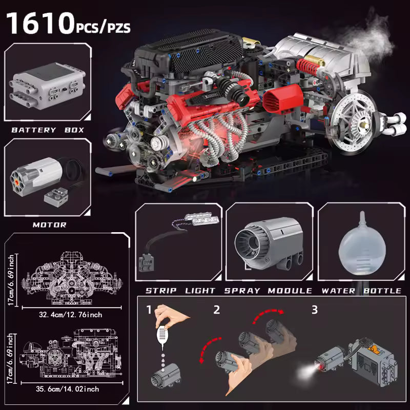 Motorized Italian V12 Powertrain | 1610pcs