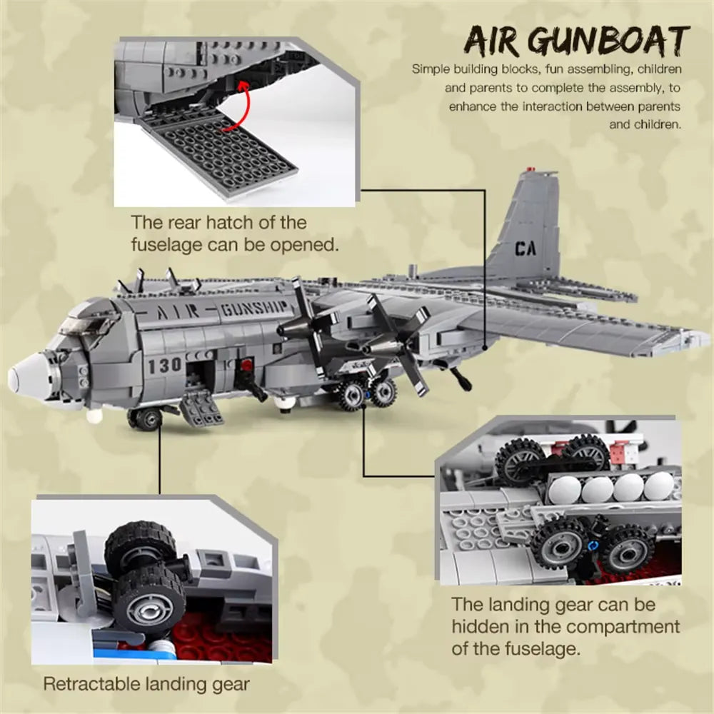 AC-130 Hercules Gunship Aircraft | 1713pcs