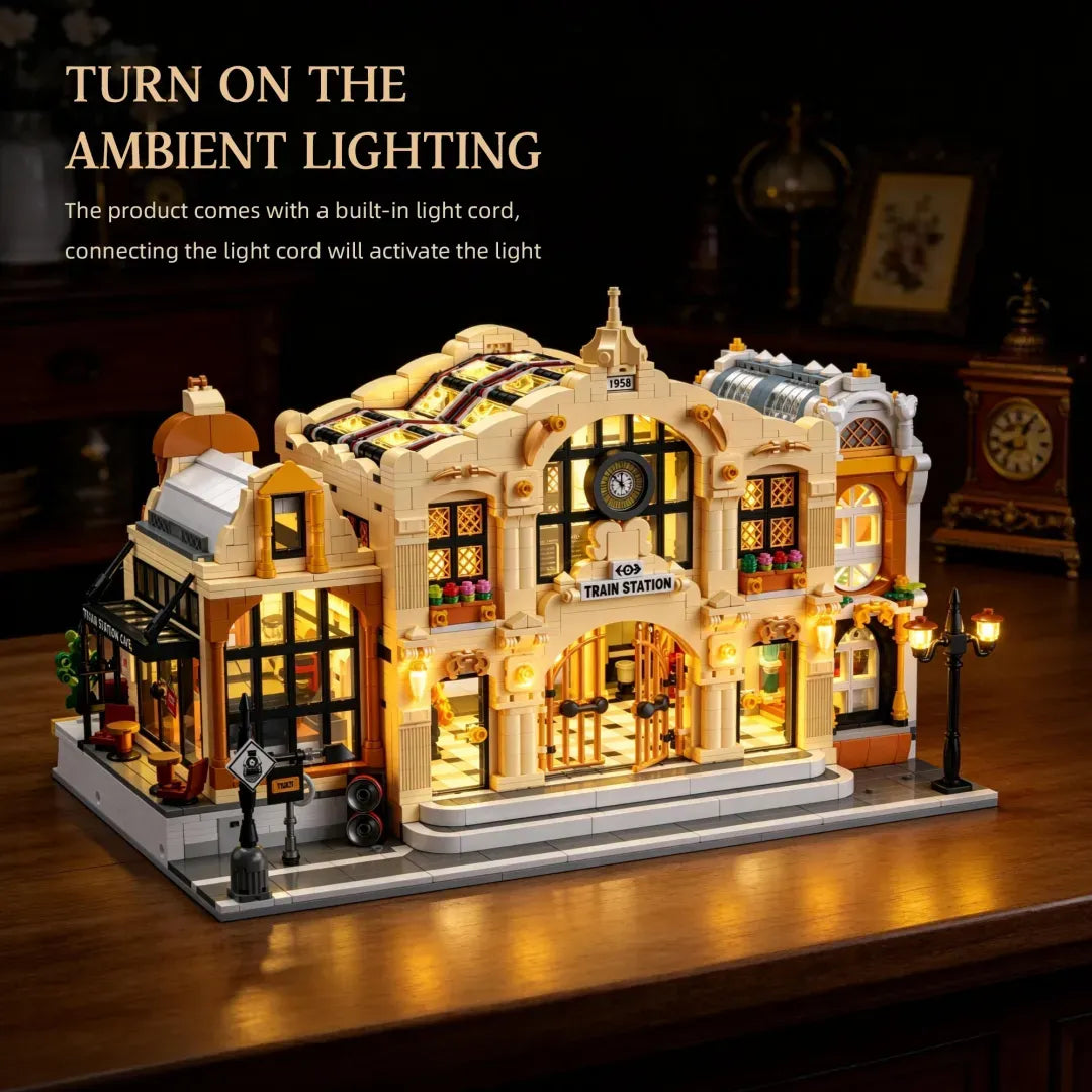 The Vintage Steam Train Station | 3220pcs