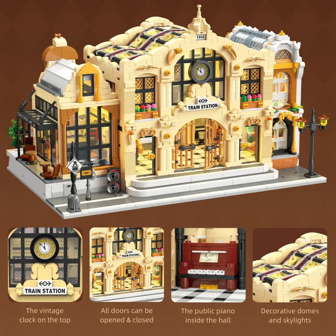 The Vintage Steam Train Station | 3220pcs