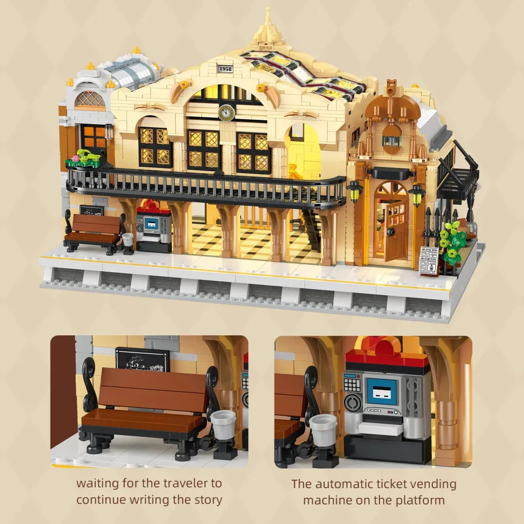 The Vintage Steam Train Station | 3220pcs