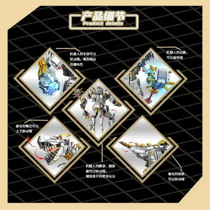 Mecha Iron Grimlock Dinosaur Transformers Bricks Toy | 1376pcs