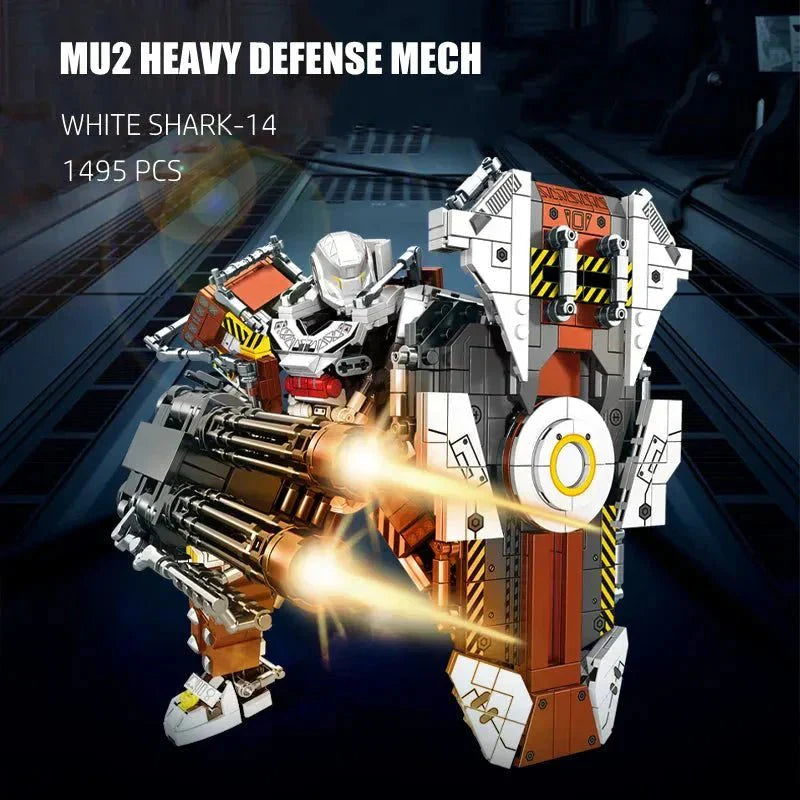 Mecha MU2 Heavy Defense White Shark Robot Bricks Toy | 1495pcs