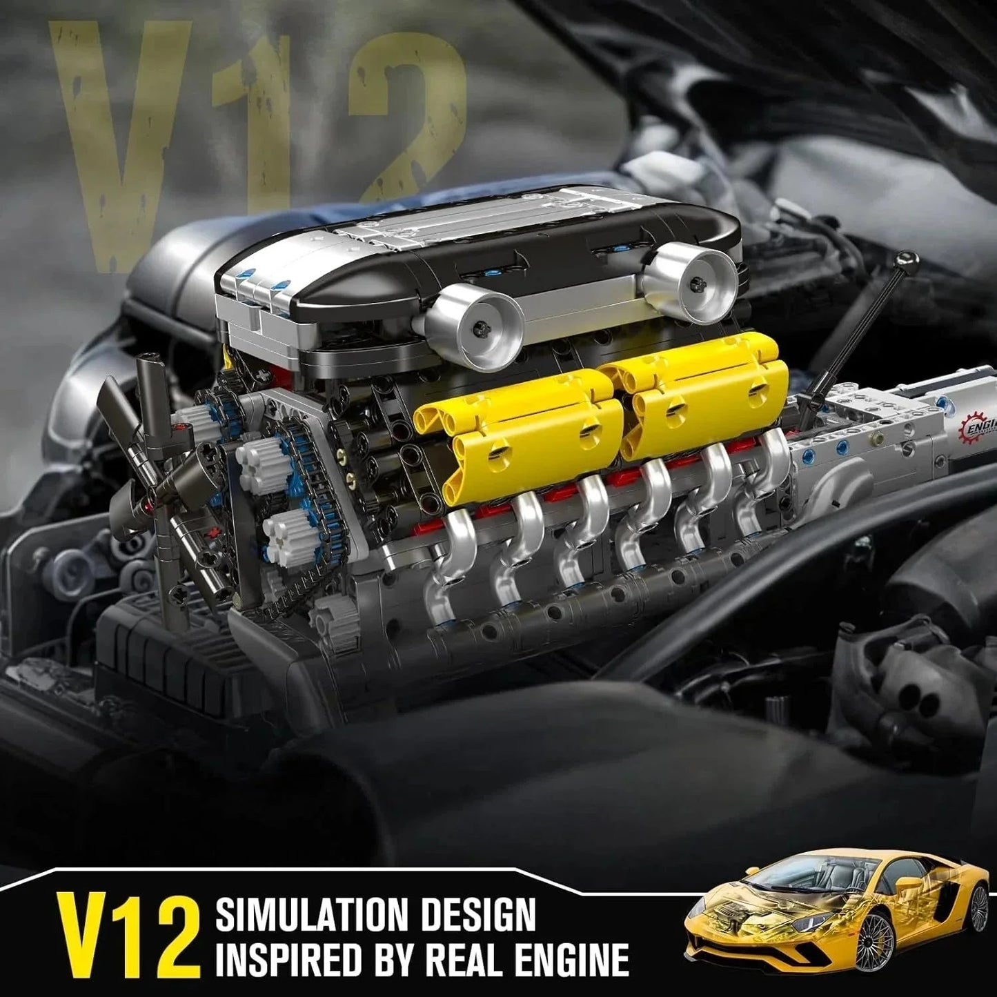 Supercar V12 Engine & Transmission | 1260pcs